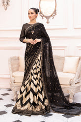 Noir Enigma – Black & Gold Saree Ensemble